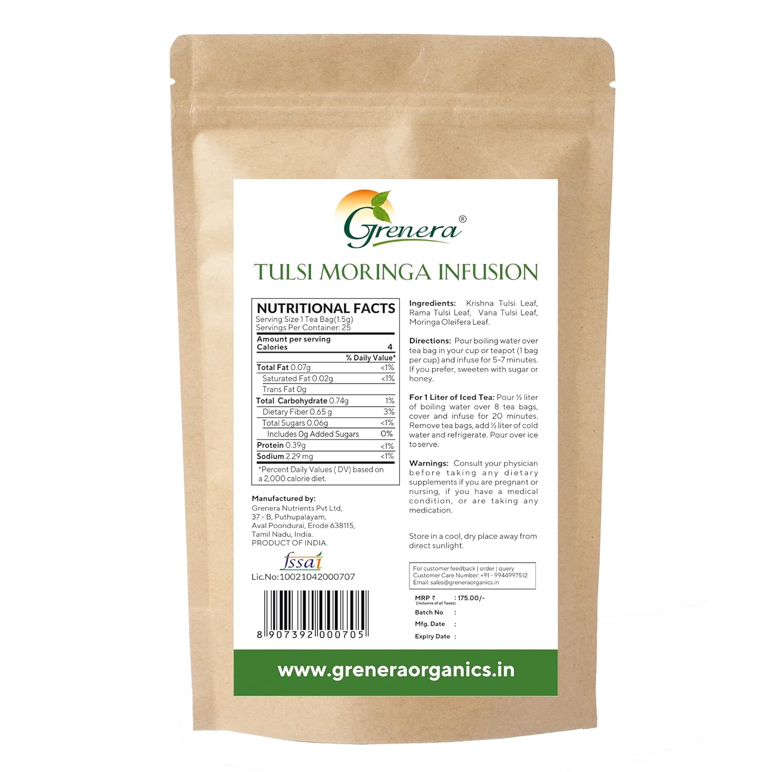 Grenera Tulsi Moringa Tea - 25 Tea Bags